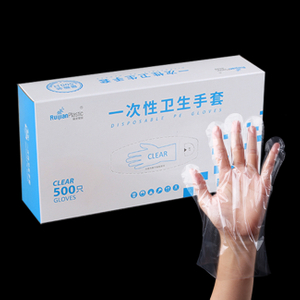 Guantes desechables de PE en bolsas Protección personal, limpieza, lavado, guantes de plástico para el hogar Caja grande 500 unids/caja