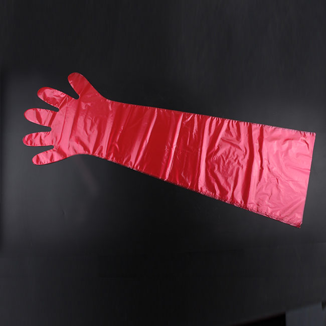 Guantes VET de brazo completo, guantes largos desechables de PE de manga larga para veterinarios, guantes antiperforación impermeables estirables